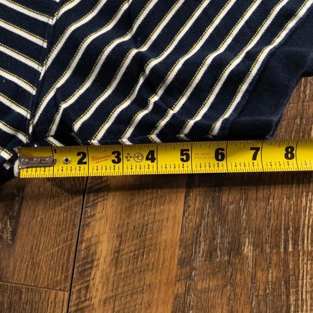 Vintage 90s Chaps Ralph Lauren Navy Gold Striped Polo Shirt Men's XXL